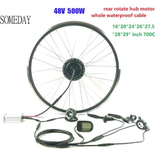 SOMEDAY Electric Bicycle conversion kit 48V 500W EBIKE rear cassette hub motorwith LCD5 display Whole Waterproof Cable