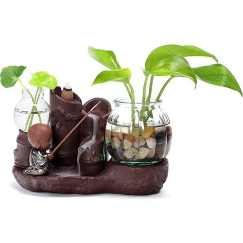 Burner Creative Home Backflow Incense Burner Home Decor Ceramic Smoke Backflow Incense Stick Holder Censer + 10Pcs Incense Cones