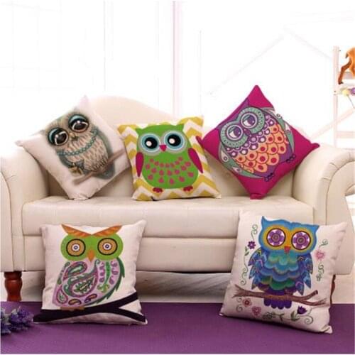 Square Decorative Cotton Linen Owl Style Sofa Cushions Home Decor Throw Pillows without filling 45x45cm