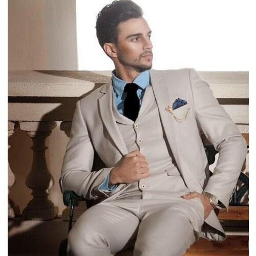 Mens Suits Groom Tuxedos Groomsmen Wedding Party Dinner Best Man Suits Blazer Custom Made (Jacket+Pants+Vest+Tie) NO:700