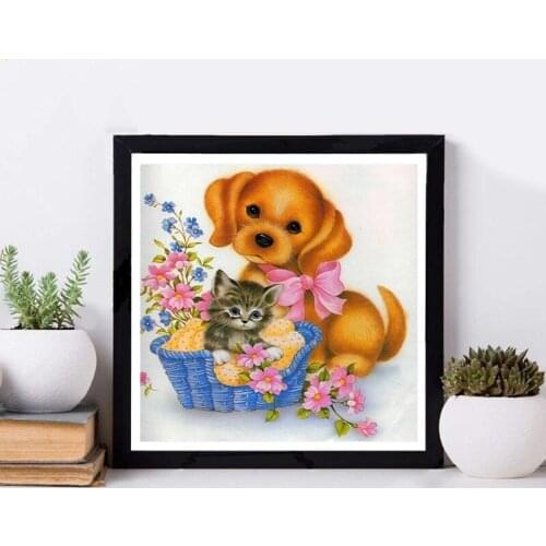 DIY Dog and Cat Diamond Painting Kits for Adults Beginner Arts Full Drill Resin Cross Stitch Kits 30X30cm