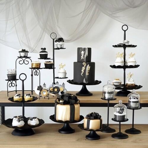 Cake Stand Black Iron Tray Candy Snack Dessert Table Party Wedding Decoration Food Plates Tableware European Kitchen Cake Plate