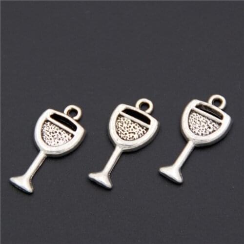 50PCS Tibetan Silver Color Wine Glass Charms Fruit Juice Pendants Jewelry Making DIY Handmade Craft A2558