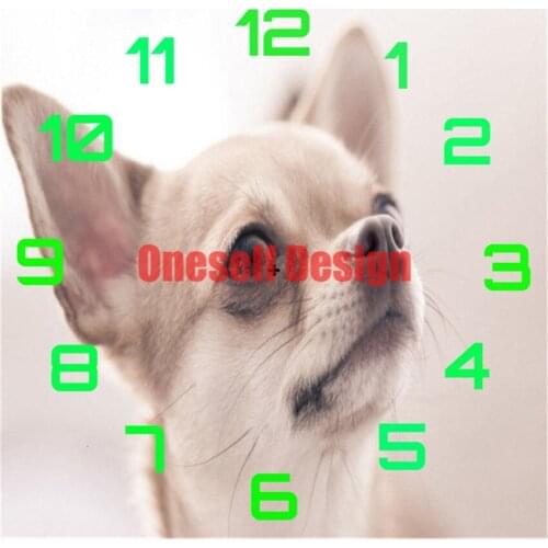 Popular picture of rhinestones clock dog 5d diamond painting full animal dog clock diy frame decoration home diamond mosaic sale