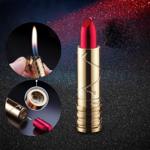 Portable Mini Lipstick Shaped Butane Gas Lighter For Women Nice Gift Cigarette Lighters