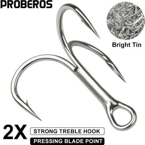 PROBEROS 500PCS Strong Treble Hooks 18-14-12-10-8-6-4-2-1-1/0-2/0-3/0# Sharp Fishhooks Barbed Fishing Hooks Fishing Tackle
