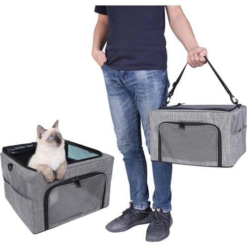 Gray Mesh Waterproof Breathable Travel Folding Pet Bag for Dog Car Pet Carrier Bag Nylon car Accessories
