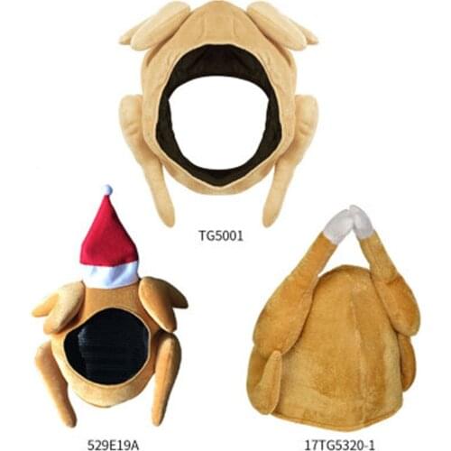 Turkey Hat Thanksgiving Decoration Novelty Cooked Chicken Bird Secret Santa Fancy Dress Funny Adults Hat Festival Costume Caps