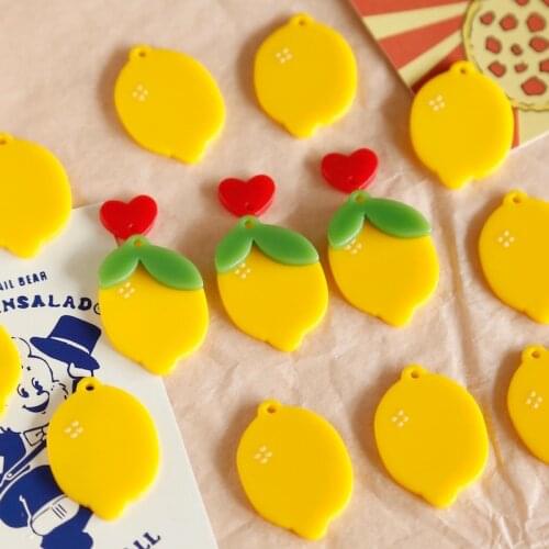 Lemon Girl Cute Resin Slice Shape Pendant Japanese DIY Handmade Earrings Accessories Jewelry Material