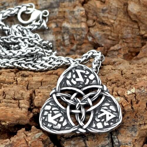 Nordic viking odin symbol rune amulet talisman amulet stainless steel pendant necklace for men