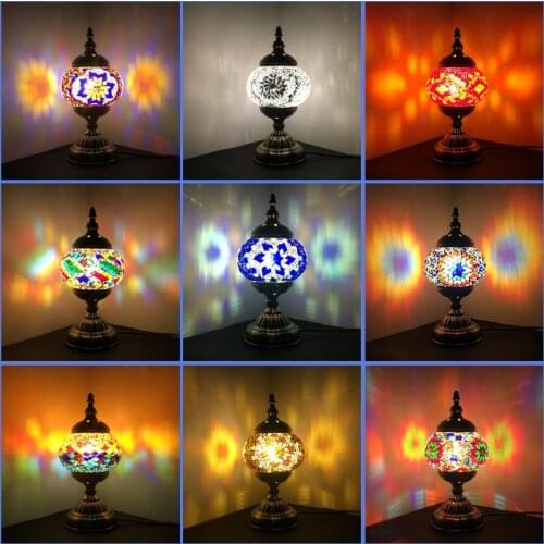 Turkish Mosaic Table Lamps Bar Stained Glass Stand Light for Bedroom Mediterranean Retro Desk Lamp Bedside Home Decor Lighting