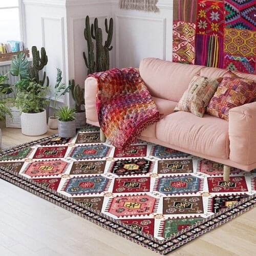 Mandalas Ethnic Vintage Floral Morocco Style Carpet Living Room Rug Washable Anti-Slip Bedroom Area Mat