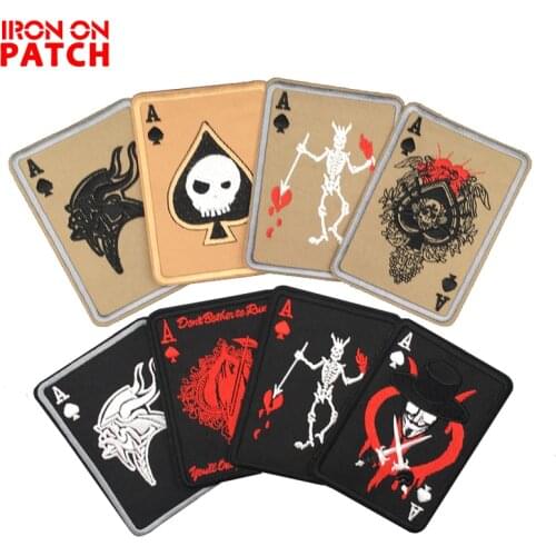Poker Viking Tarot Patch Band Vintage Ghost Patch Ironable Embroidered Patches For Clothes Badge Iron On Parches Skull Patch