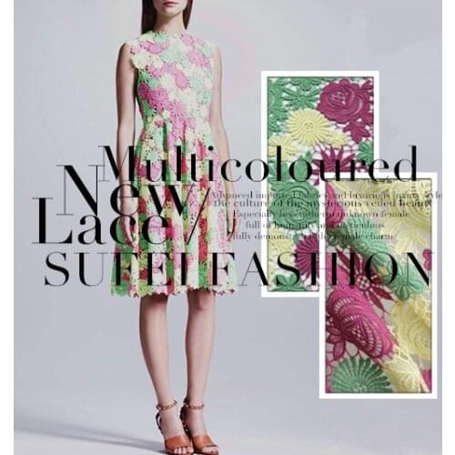 High quality 120cm wide multicolor color block decoration embroidery cutout water-soluble lace fabric wedding decoration