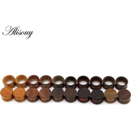 Alisouy 2pc Ear Plugs Wood Flesh Tunnels Saddle Ear Gauges 8-25mm Solid Hollow Body Piercing Jewelry Men Women Expander jewelry