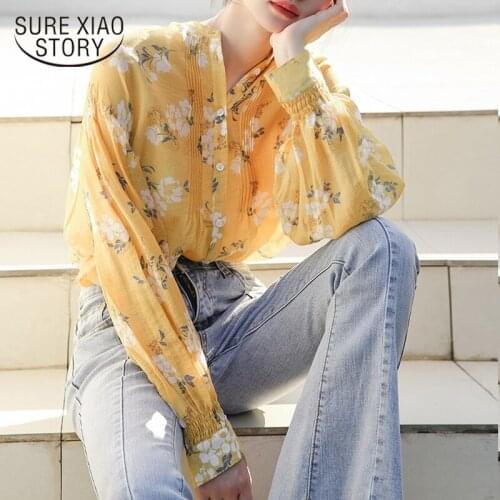 High Street Sweet Yellow Batwing Sleeve 2020 Autumn Brief Chic Loose Print Floral All Match Stylish Casual Shirts Blusas 10190