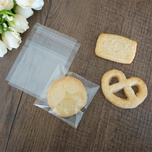 100PCS Transparent Cookie Candy Bag Wedding Party Supplies Gift Bag Biscuits Snack Baking Packaging Self-Adhesive Plastic Bag