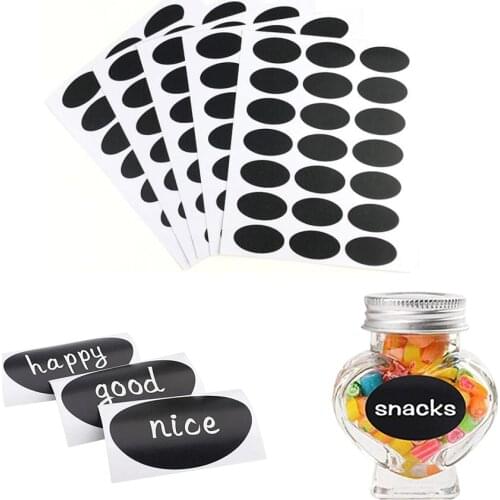 105pcs Oval Label Stickers Mason Jars Spice Bottle Pantry Food Storage Stickers Waterproof Reusable Blackboard Stickers