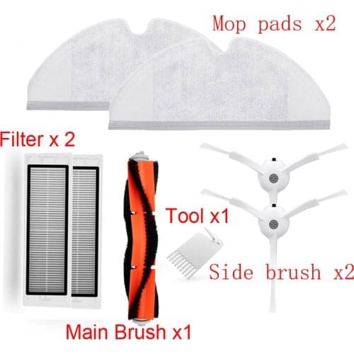 8pcs/lot main brush & side brush & cleaning filter & mop pad for Xiaomi Generation 2 Roborock S50 S51 Vacuum cleaner parts