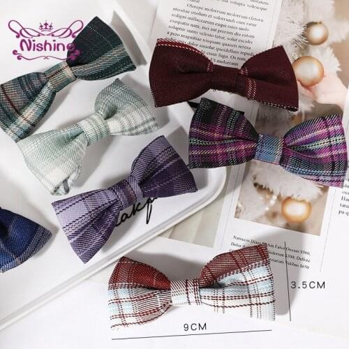 9*3.5 CM Women Colorful Plaids Bowknot Duckbill Clip Fashion Handmade Bows Bangs Hairpins Lady Accessories Clothing Decoration