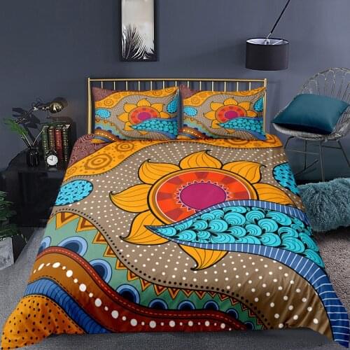 African Bedding Set Floral Duvet Cover Set Vintage Bed Linen Ethnic Bed Set Kids Bedclothes Girl Boys Home Textiles