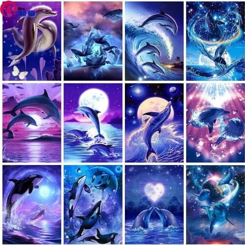 Diamond Embroidery Full Round Square Dolphin 5D Diy Diamond Mosaic Animals Diamond Painting Cross Stitch Rhinestone Diamond Art