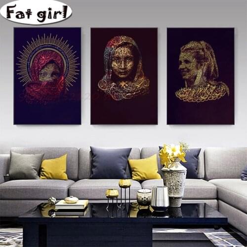 Diamond Painting Arabic Abstract Woman Portrait 5D Diy Cross Stitch Religion Mosaic Square Round Drill Embroidery Decor Poster