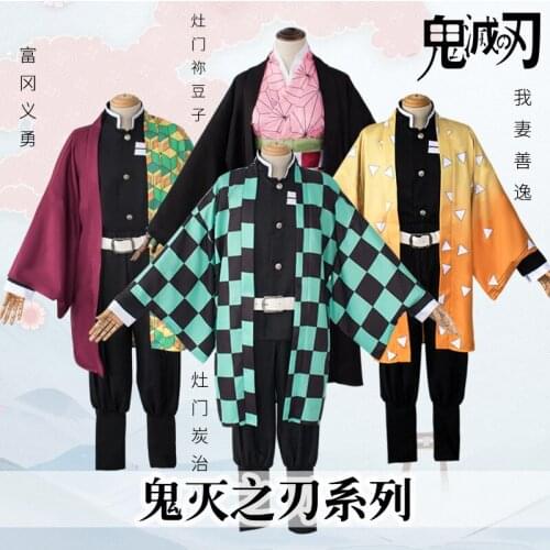 Anime!Demon Slayer:Kimetsu no Yaiba Kamado Tanjirou Agatsuma Zenitsu Tomioka Giyuu Kamado Nezuko Kimono Uniforms Cosplay Costume