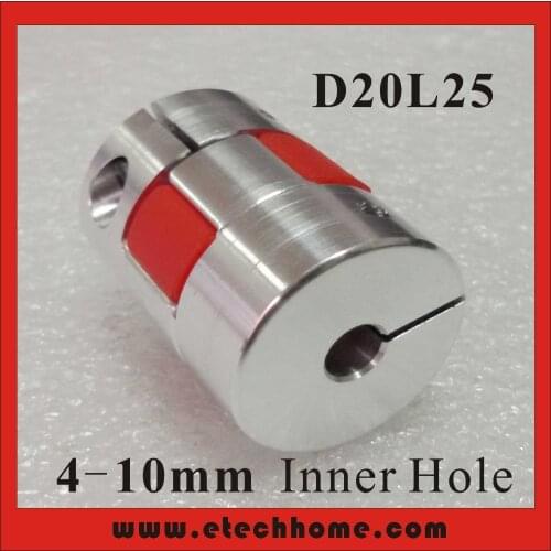Free shipping! D20xL25 Motor Jaw Shaft Coupler 5x8 6.35x8 Claw-type Flexible Coupling Inner hole 4-10mm for CNC