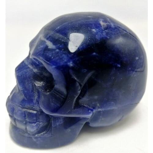 Home Decor Crystal Craft Natural Blue Vein Sculptures Garden Statues Creative Art Carving Statue Reiki Model Human Stone Skull