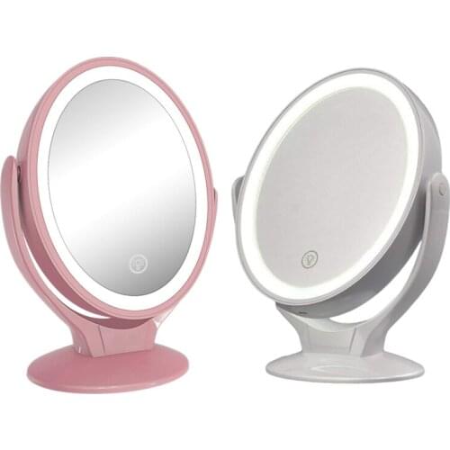 Lighted Vanity Mirror USB 1X/7X Double Sided Magnifying Mirror With Dimmable Contact Screen Makeup Mirrors