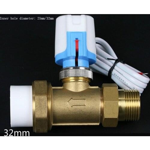 DN25 220V Electric Shut-off Valve Automatic Temperature Control 2 Way Brass Valve Male Thread Heating System Room Temperature