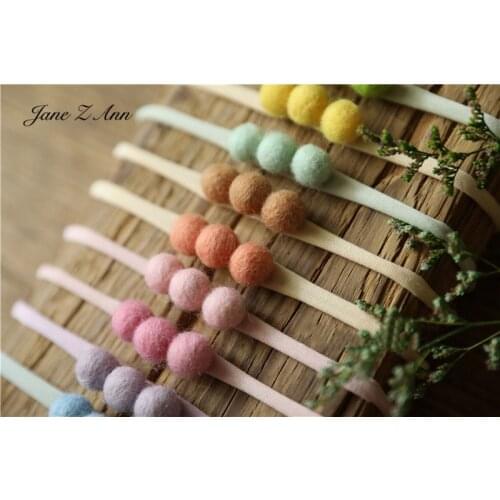 Handmade felt ball head flower headband hair accessories newborn photography props full moon baby photo
