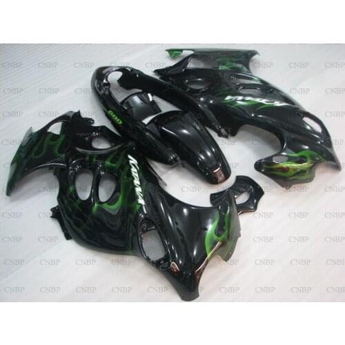 GSX600F 1998 - 2006 Katana Fairings GSX750 02 03 Fairings GSX750 00 01 Black Green Flame Full Body Kits