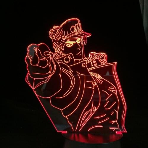 JoJo Bizarre Adventure Jotaro Kujo 3d Light Anime for Bedroom Decor Light Birthday Gift for Him Jojo Led Lamp Manga