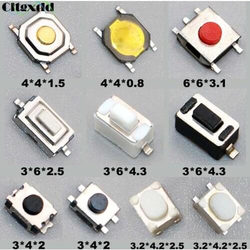 Cltgxdd Micro Switch 100PCS 10Type Assorted Push Button Tact Switches Reset Mini Leaf Switch SMD DIP 2*4 3*6 4*4 6*6 diy kit