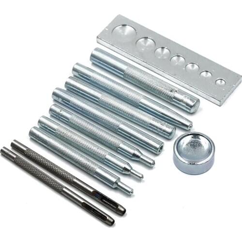 New DIY Leather Crafts Hand Punch Tool Set 11Pcs Snap Rivet Fastener Buttons Installation Tool Kit For DIY Material Accessories