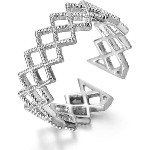 Silver Plated Adjustable Diamond Cubic Zirconia Ring Women Ring Fashion Simple Banquet Wedding Ring Designed for Women Send Girl