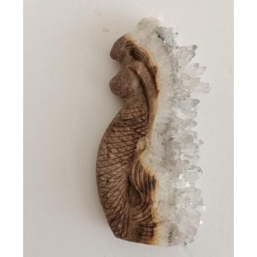 Natural Crystal Carving Mermaid Handcarved Crystal Clusters Mermaid Healing Reiki Mineral Quartz Home Decoration