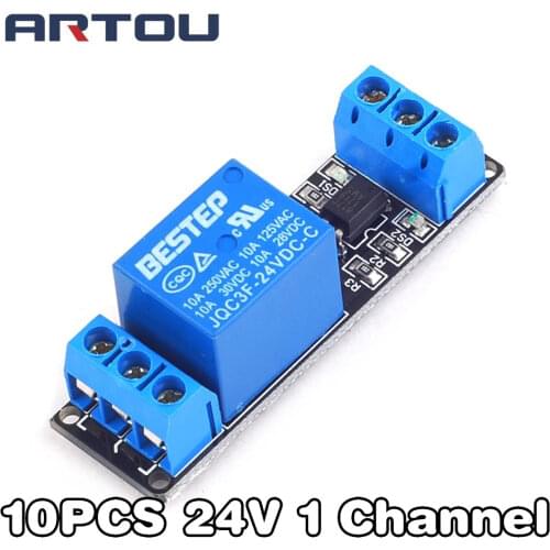 10PCS 1 Channel 24V Relay Module Relay Expansion Board 24V Low level Trigger 1 Way Relay Module for Arduino
