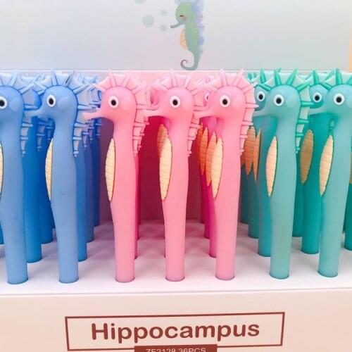 1pcs Cartoon Animal Cute Pen Silicone Kawaii School Supplies Novelty Seahorse Writing Gel Pen Black Ink for Kids Gifts