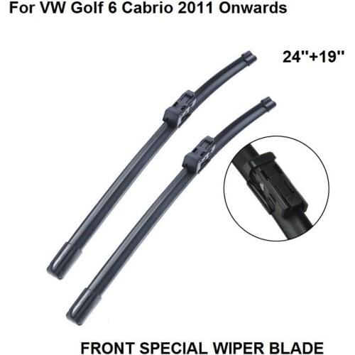 Hot Car Wiper Blade For VW Golf 6 Cabrio 2011 Onwards 24''+19'' High Quality Natural Rubber Clean Front Windshield