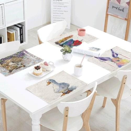 Animal Table Napkins Small Cats Rabbit Tea Placemat Forest Birds Servilletas Para Bodas Party Home Wedding Decorative Tableclote