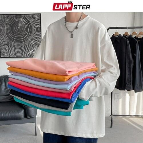 LAPPSTER Men Solid Streetwear Harajuku 11 Colors Hoodies 2021 Mens Oversized Causal Kawaii Hoodies Male Kpop Y2k Vintage Hoodies