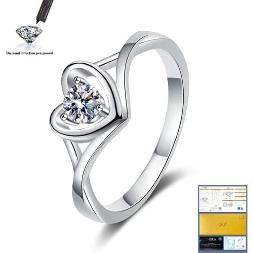 1.0Ct Moissanite 925 Sterling Silver Finger Rings For Women Classic Wedding Band Engagement Statement Jewelry