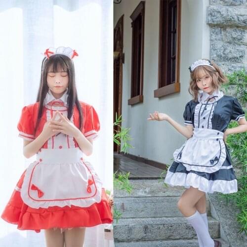 Girls Plus Size 5XL Halloween Cosplay Sweet Lolita Dress French Maid Waiter Costume Women Sexy Mini Pinafore Cute Outfit