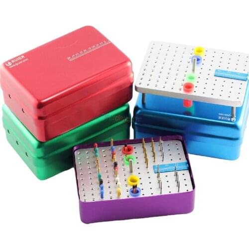 1Pcs 120 Holes Dental Equipment Endo File Bur Holder Block Autoclave With Ruler Block Autoclave Sterilizer Case Disinfection Box