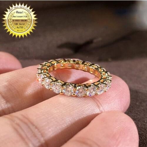 100% 18K Gold Moissanite Diamond Ring D color VVS With national certificate 031