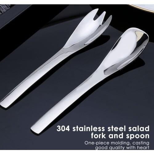 2PCS Dessert Cake Ice Cream Spoons Stainless Steel Coffee Teaspoon Sugar Tea Cutlery Spoon Fork Sets Kitchen Cutlery Tableware