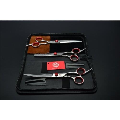 3Pcs Suit 7.0'' 19.5cm Pets Professional Hair Hairdressing Scissors Cutting Shears + Thinning Scissors + UP Curved Shears Z3001